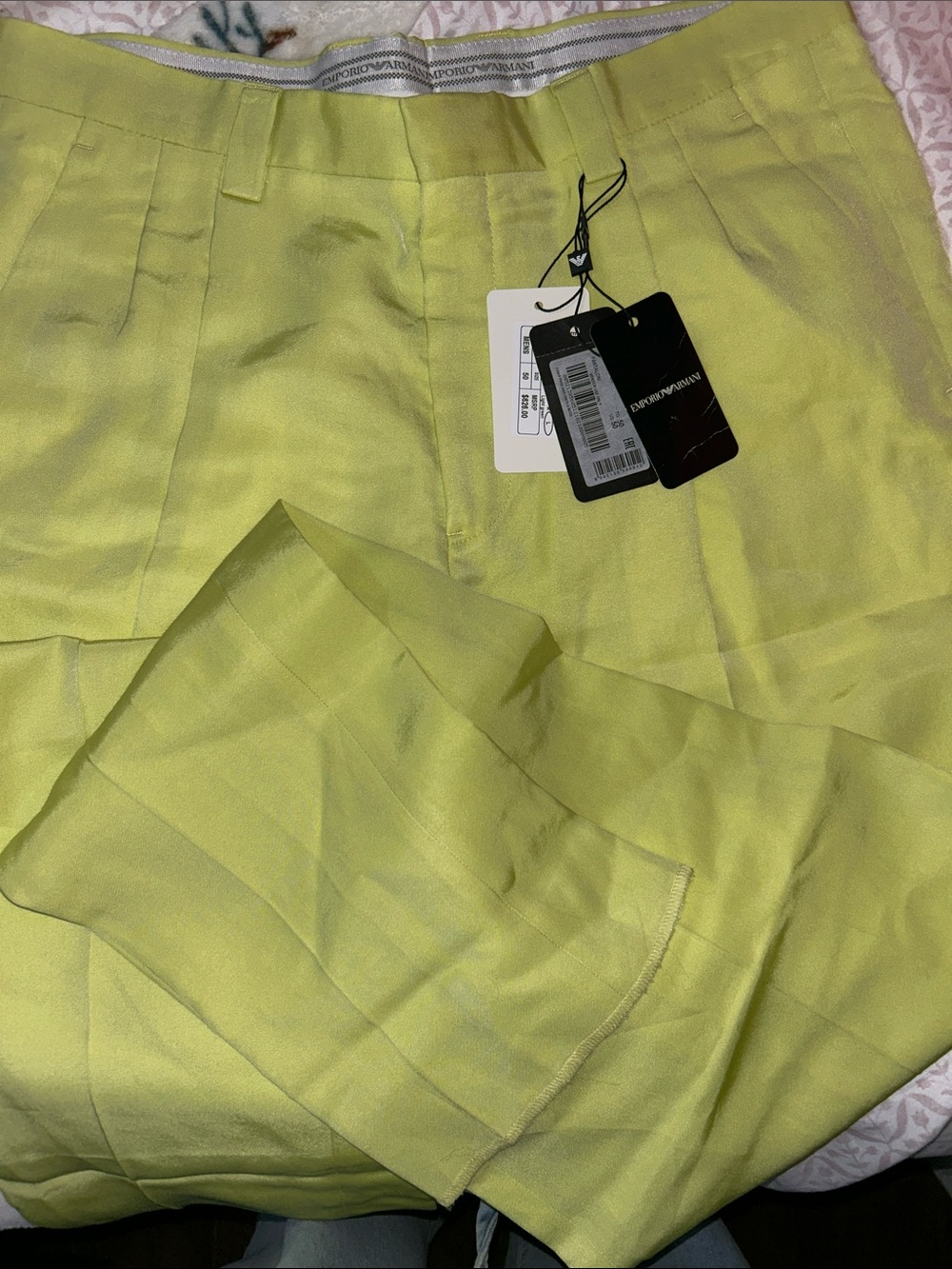 Emporio Armani Lemon Yellow Wide-Leg Pants